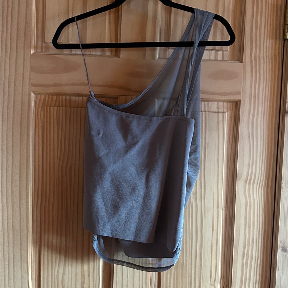 One shoulder ruched mesh tank top - Picture 4 of 7